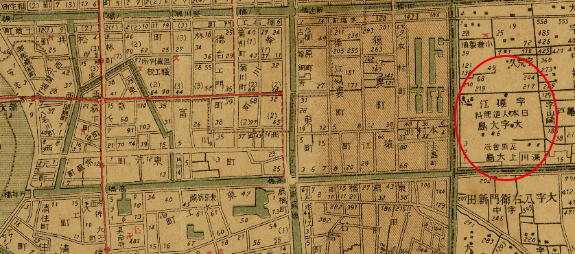 大正5年東京市及附近番地入地圖